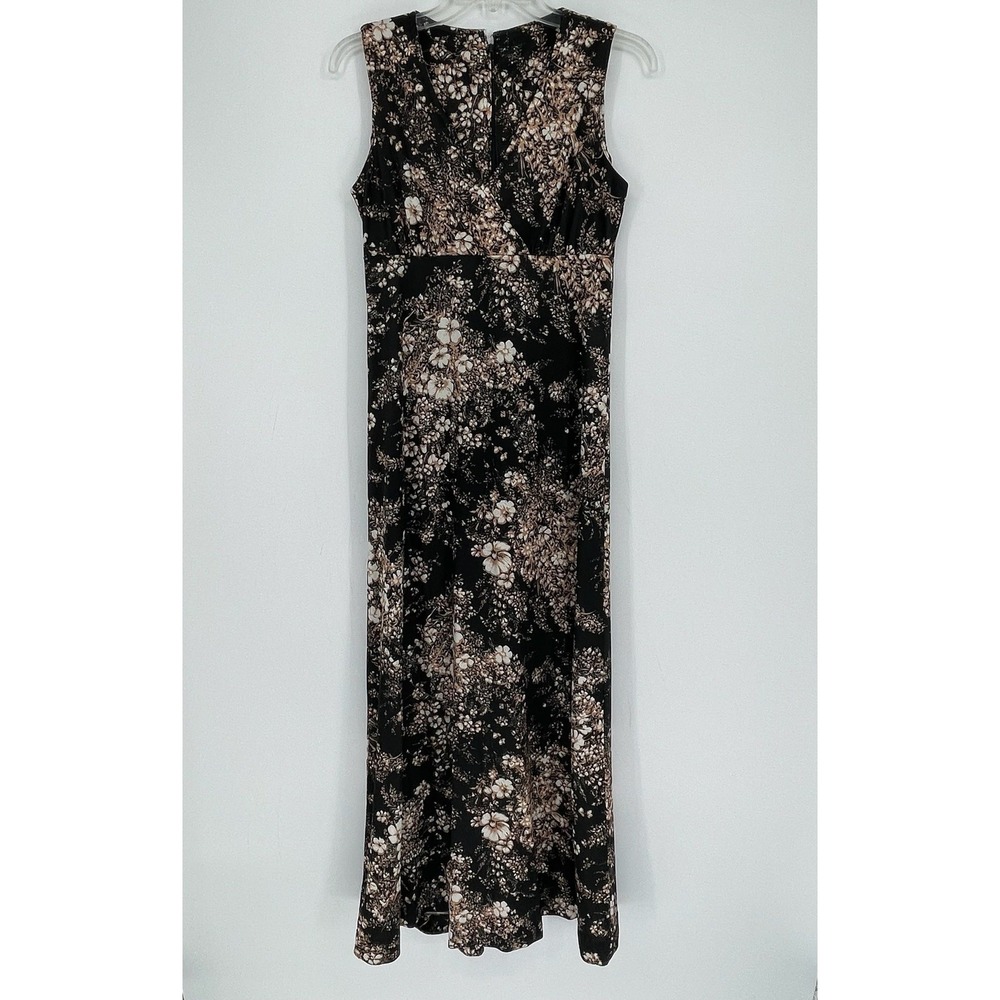 Women's Black‎ Floral Sleeveless V-Neck Maxi Dress Approx. Size Small